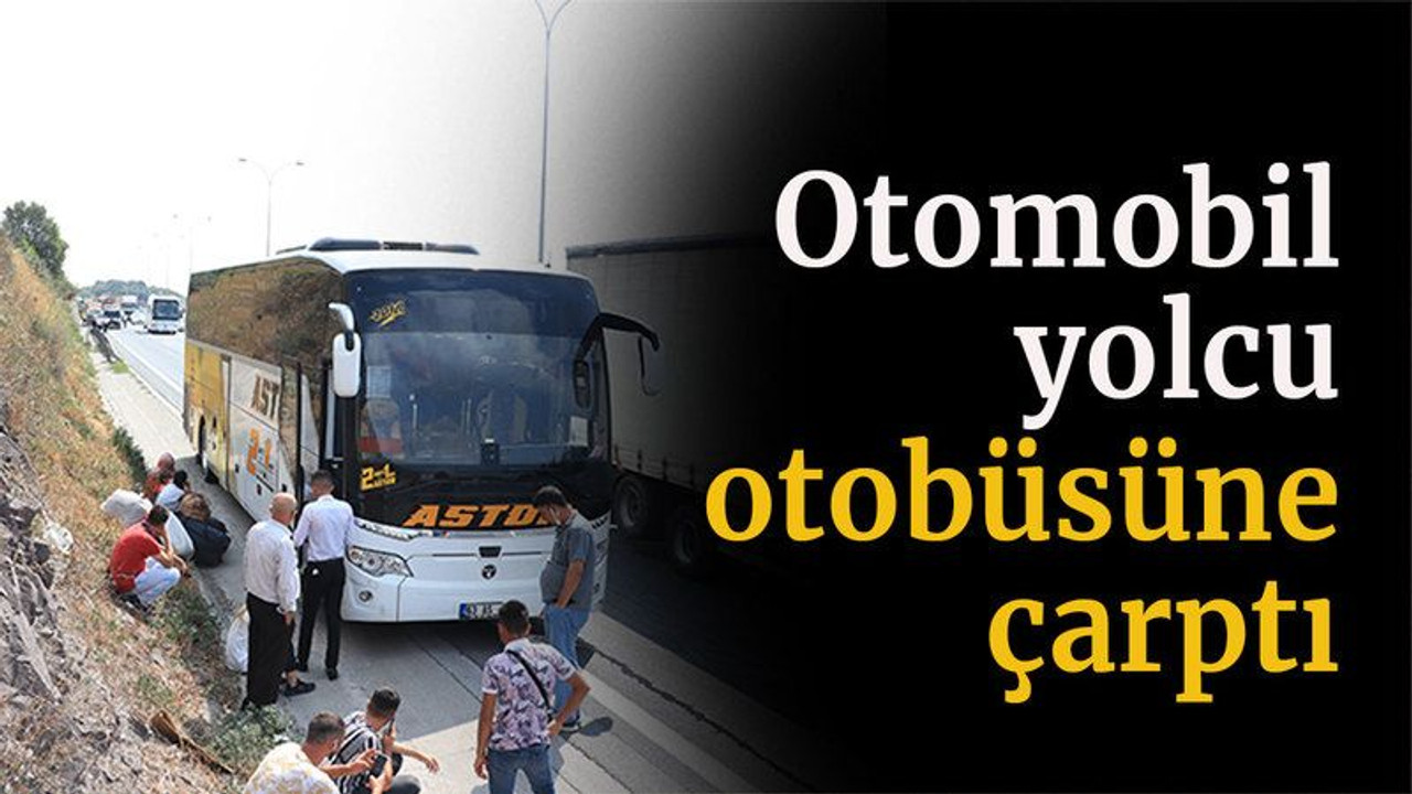 Otomobil yolcu otobüsüne çarptı